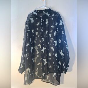 Carol Little Sheer Butterfly Blouse Women’s Size 24W Fairy